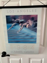 Vintage Original 1984 Los Angeles Olympics Poster Swimming 18&quot; x 24&quot; - £13.92 GBP