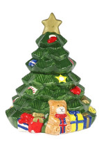 HomeTrends Holiday Time HandPainted Ceramic Green Christmas Tree Cookie Jar 11.5 - £19.41 GBP