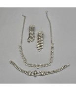 Prong Set Rhinestone Jewelry Lot Necklace Bracelet Clip On Earrings Dangle - $54.72 CAD