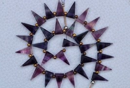 Natural, 25 piece smooth FLUORITE Triangle gemstone beads, 7x15 mm app, wholesal - £43.25 GBP