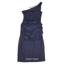 SUSAN MONACO Midnight Dark Blue One Shoulder Gathered Side Ruched Dress ... - £46.71 GBP