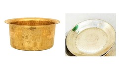 Brass Hammered Patila Tope Bhagona Bhaguna with Lid Round Patila Topia Pots - £43.88 GBP+