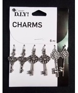Cousin DIY silver tone CHARMS keys 6 pcs NEW - £3.53 GBP
