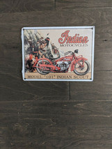 12&quot; Model 101 Indian Scout MOTOR 3d cutout retro USA STEEL plate display... - $49.49