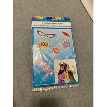 New Photo Props Glasses Lips Tiara Crown Happy BIrthday Multicolor - $7.69