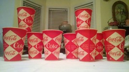 10 Rare Collectors Coca Cola Coke Logo Original 10OZ. Wax Cups From 1960 1970&#39;S - £13.23 GBP
