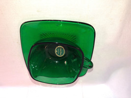 Anchor Hocking Forest Green 4 Cups 1 Saucer Depression Glass Mint - £15.79 GBP