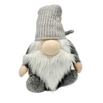 Gnome Plush Doll With Knitted Hat and Faux Fur Body Gray - £10.92 GBP