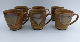 6 Sango SPLASH Brown Drip Glaze 4&quot; Coffee Tea Mugs Cups 12Oz #4951 Stoneware - £38.78 GBP