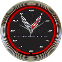 Corvette C8 Next Generation Home Décor Light 15&quot; Neon Clock - $85.99