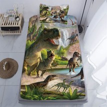 Dinosaurs Bed Sheets Twin For Boys,3D Realistic Dinosaur Green Fitted Sh... - $46.99