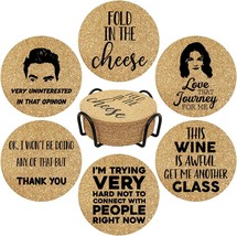 Homythe Funny Drink Coasters, 6 Pcs Coffee Coasters With Metal Holder, Fold In - £35.87 GBP