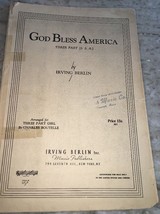God Bless America Three Part By Irving Berlin Sheet Music Copyright 1939 - £31.22 GBP
