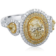 2 Carat GIA Certified Oval Cut Yellow Diamond Engagement Ring 18k White Gold - £2,891.21 GBP
