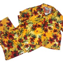 Vintage Womens Honolulu Lulu 2 Pc Lounge Set Yellow Floral Size XL 10 Si... - £76.51 GBP