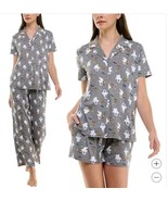 Jaclyn Womens Pajamas Gray Multicolor 3-PC Ghosts Top Shorts Pants Hallo... - €34,35 EUR