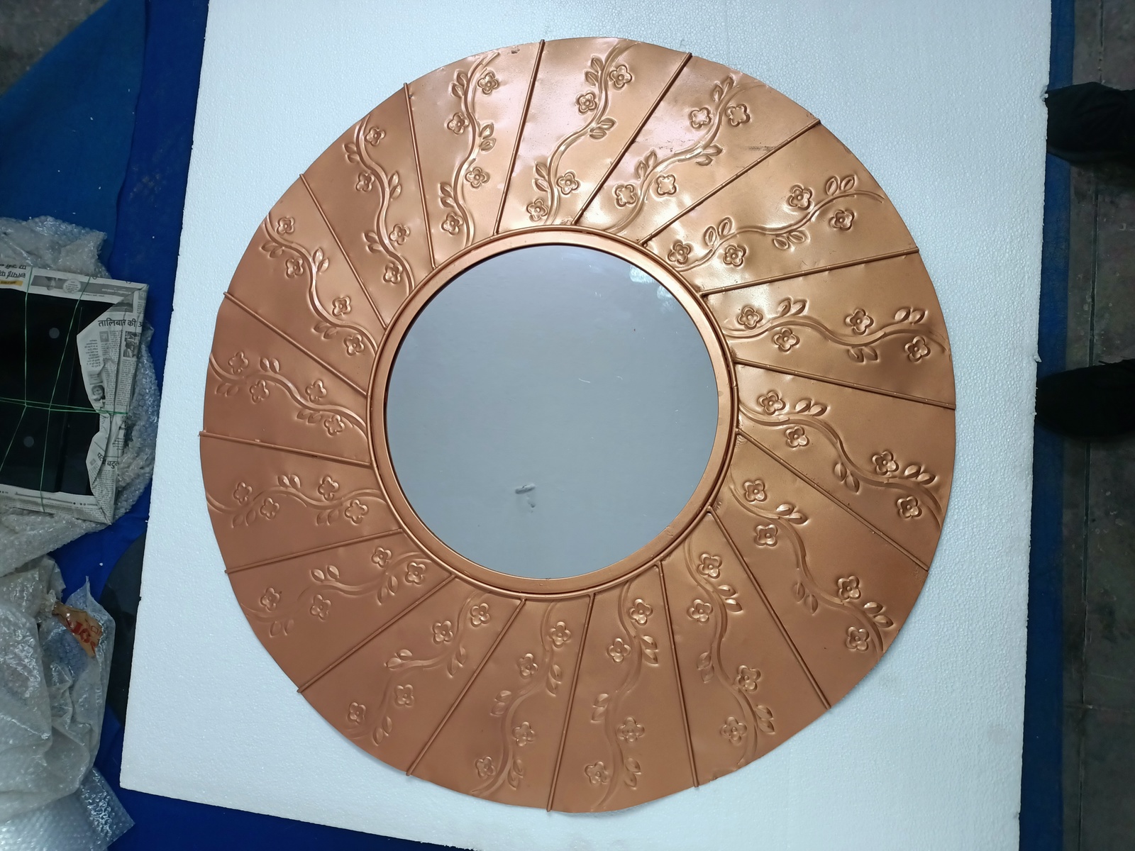 Primary image for Metal Big Gold Copper Engraved Vintage Greek Wall Art Deco Round Gubi Mirror