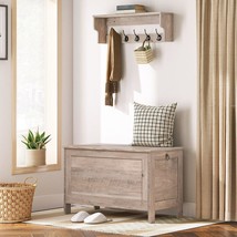 Storage Bench Flip Top Blanket Chest Grey Rustic Coffee Table Wood Toys Box - £90.64 GBP