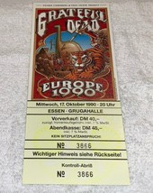 The Grateful Dead 1990 UNUSED TICKET Europe Essen Germany Jerry Garcia E... - £19.58 GBP