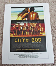 CITY OF GOD MOVIE PRODUCTION NOTES  ALICE BRAGA FERNANDO MEIRELLES PAULO... - $7.91