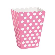 Hot Pink Polka Dot Popcorn Treat Boxes, Pack of 8  - $7.00