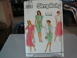 Simplicity 7164 Dress w/Slim or Full Skirt & Unlined Jacket Pattern - Size 10-14 - $7.77