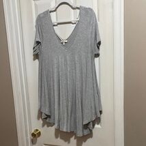 Gray V-Neck Short Sleeve Women's Top - $7.86