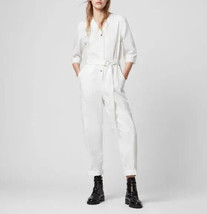New Romper Stylish  100%Leather Genuine White Women Jumpsuit Pocket Party Decent - £196.75 GBP+