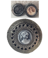 Mourning Carved Cameo Locket w/ Victorian Child Photo Stretchy - Size 7.... - £201.03 GBP