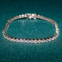 S925 Sterling Silver Bracelet Diamond Tennis Bracelet Girls Sparkling Knob Luxur - £73.36 GBP