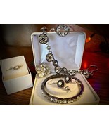 OOAK Reinvented &quot;Elegance Marries Steampunk&quot; Silver/Rhinestone Choker Set - £33.97 GBP