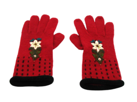 Icelandic Design 100% Wool Womens Gloves Embro Floral Design Knit Size M... - £25.34 GBP