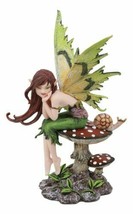 Ebros Amy Brown Thinking Of You Fairy Sitting On Wild Giant Mushroom Statue - $40.99
