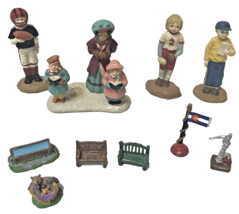 Lot of 10 Vintage Miscellaneous Minatures People Benches Pets Water Pump - £15.64 GBP