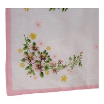 Hollyhock Dogwood Light Pink Floral Boho Vintage Handkerchief Hanky Flowers 12” - £18.39 GBP