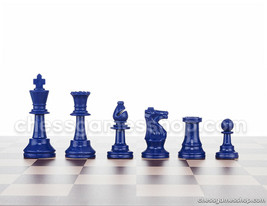 Scacchi Pezzi IN Blu/Bianco Colore - Standard Misura - Chessmen - 9.5cm - $31.32