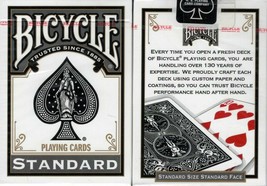 Black Standard Bicycle Playing Cards Poker Size Deck USPCC New Sealed - $11.87