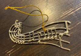 Golden Music Notes and Staff Tree Ornament 3 inches - $9.85