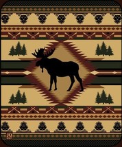 JPI Southwest Moose Lodge Plush Raschel Queen Size Blanket 79x95 Inches - £46.97 GBP
