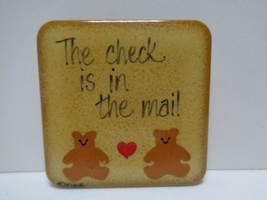 The check is in the mail bears and heart refrigerator magnet vintage - $9.90