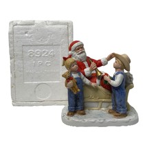 VTG Home Interior Denim Days Santa&#39;s Visit Figurine Holiday Santa Sleigh 8924 - £15.46 GBP