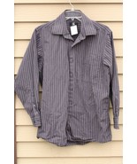 Men&#39;s CALVIN KLEIN Medium Dark Grey and Black striped 15.5 (32/33) Shirt - $39.23 CAD