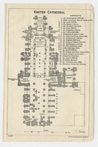 1924 Original Vintage Plan Of Exeter Cathedral / England - $22.93