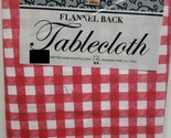 Thin Flannel Back Vinyl Tablecloth, 60&quot; Round, RED &amp; WHITE CHECKERED BUF... - £7.00 GBP