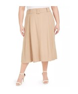 Alfani Womens Plus 16W Light Nutmeg Tan Belted Side Zipper Midi Skirt NW... - £27.40 GBP
