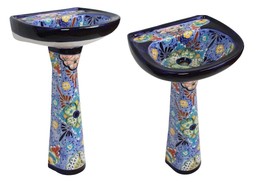 Mexican Talavera Pedestal Sink Handcrafted Ceramic - Cancun - $899.00