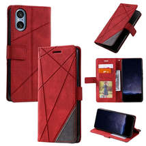 For Sony Xperia 5 V Skin Feel Splicing Leather Phone Case(Red) - $4.99