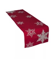Xia Home Fashions Glisten Snowflake Embroidered Christmas Table Runner, 16&quot; X 70 - £39.56 GBP