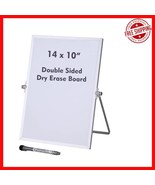 Double-Sided 14x10 Inch Magnetic Dry Erase Board with Adjustable Aluminu... - $34.42 CAD