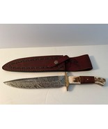 Bowie Hand Made Damascus Steel Knife 13 1/2”.  8 1/8&quot; blade. Signed MS O... - $1,889.61 MXN